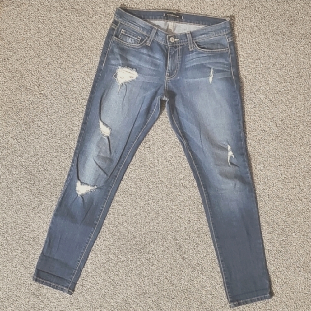 ⭐️FLYING MONKEY LADIES LOOSE FIT DISTRESSED JEANS MID-RISE MEDIUM WASH SZ25